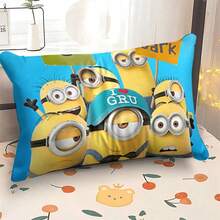 1pc Minions Cartoon Animation Cushion Cover, Anime Style Decorative Pillow Cover, Suitable For Bedroom, Sofa, Car And Home Decor, Living Room Pillow, Beautiful Modern Cushion Cover, Cute Room Decor, Fun Pillow, Sofa Cushion Cover, Car Pillow Cover, Playful Home Decor, Cartoon Design, Machine Washable, Zipper Closure, Stylish Home Textiles, No Inner Filling
