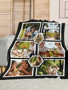 1pc Custom Photo Text Flannel Throw Blanket 280GSM, Personalized Soft Cozy Warm Comfortable Lightweight Blanket, Machine Washable All Seasons Suitable Flannel Blanket, Portable Travel Camping Car Office Sofa Bed Couch Blanket, Great Gift For Men Women Mom Dad Couples Grandmother Grandfather Son Daughter Brother Sister Wife Husband Coworker Colleague Teacher , Birthday Anniversary Christmas Valentine's Day Mother's Day Father's Day Graduation Halloween Women's Day Thanksgiving Teacher Appreciation Week International Nurses Day Back To School National Es Day Boss's Day Independence Day Gift, Ideal For Relaxing Lounging Snuggling Decorating Gifting, Customizable With Your Favorite Photos Messages Names, Ultra Soft Plush Feel, Durable Easy Care Fabric, Versatile Home Travel Use, Heartwarming Sentimental Practical Present - phong cách-7 - Xem 6