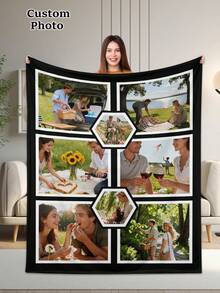 1pc Custom Photo Text Flannel Throw Blanket 280GSM, Personalized Soft Cozy Warm Comfortable Lightweight Blanket, Machine Washable All Seasons Suitable Flannel Blanket, Portable Travel Camping Car Office Sofa Bed Couch Blanket, Great Gift For Men Women Mom Dad Couples Grandmother Grandfather Son Daughter Brother Sister Wife Husband Coworker Colleague Teacher , Birthday Anniversary Christmas Valentine's Day Mother's Day Father's Day Graduation Halloween Women's Day Thanksgiving Teacher Appreciation Week International Nurses Day Back To School National Es Day Boss's Day Independence Day Gift, Ideal For Relaxing Lounging Snuggling Decorating Gifting, Customizable With Your Favorite Photos Messages Names, Ultra Soft Plush Feel, Durable Easy Care Fabric, Versatile Home Travel Use, Heartwarming Sentimental Practical Present - phong cách-7 - Xem 12