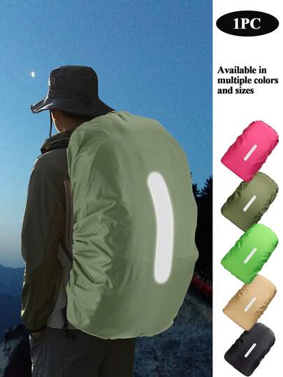 1pc Nylon Silver Coated Outdoor Travel Waterproof Reflective Backpack Rain Cover, Waterproof Dustproof Cover For Outdoor Hiking Backpack, Luggage Cover