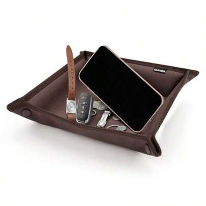 Outdoor Camping Organizer Foldable Canvas Storage Tray For Keys Small Gadgets Ideal For Outdoor And Home Use Coffee Color