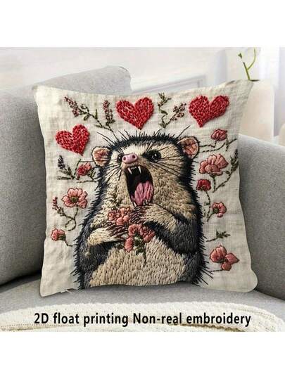 18X18 Inch Pillow Cover, Screaming Opossum Stressed Possum Funny Dank Meme, Room Decoration (No Embroidery No Pillow Core), Daily Home Decor Pillowcases, Easter Decorations For Home