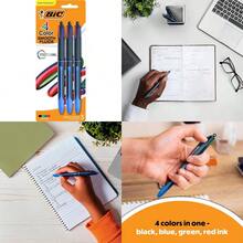 BIC 4 Color Smooth Retractable Ballpoint Pen 1.0 Mm Point For Smooth Ink Flow 3Count Pack In Assorted Ink Colors - Màu xanh lam - Xem 1