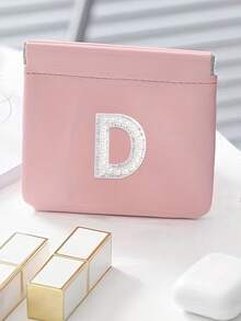 1pc Letter A-Z Cable Organizer Bag, Earphone Pouch, Cosmetic Bag, Digital Pouch, Coin Purse, Small Capacity, Toiletry Organizer Bag, Travel Organizer, Lightweight Travel Essentials, Jewelry Organizer, Lip Gloss Organizer, Nail Polish Organizer, Cosmetic Storage Organizer - Pink - View 20