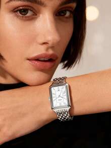 Fossil Women's Raquel Quartz Stainless Steel Three-Hand Wristwatch, Square Series, Stainless Steel Case / Crystal Glass Dial, Diameter: ES5220/ES5221/ES5304/ES5305/ES5323/ES5341