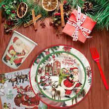 20pcs Christmas Party Tableware Set, 9-Inch And 7-Inch Santa Claus & Snowman Disposable Paper Plates, Napkins, Cups For Christmas Dinner, Dessert Party, Christmas Party Decorations, Serves 20 - Multicolor - View 5