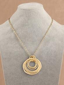 1 pezzo Collana con ciondolo asimmetrico aperto minimalista di colore oro opaco, ciondolo di forma geometrica boho di grandi dimensioni, collana statement