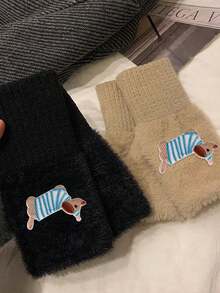 1/2 Pairs New Mink Fleece Half Finger Gloves For Women'S,With Cute Puppy Accessories,Soft Winter Warmth, Luxury Solid Color Plush Knitted Fingerless Gloves ,Warm Imitation Woolen Half Finger Gloves, Women'S Winter Plush Knitted Handguard, Wrist Leak Finger, Ladies Versatile Touch Screen Gloves,Office, Work, Outdoor Sports,Student Writing, Party Gifts,Christmas Gifts,Easter Gifts,Great Gift For Valentine'S Day - Multicolor - View 10
