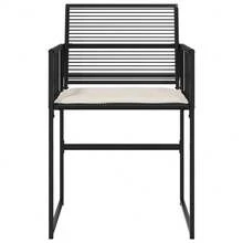 vidaXL 4 Stück Gartenstühle Mit Kissen, Schwarz Poly Rattan - Black - View 5