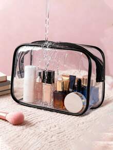 3pcs/Set Waterproof Transparent Makeup Bag, Transparent Toiletry Bag, Large Capacity Travel Makeup Bag, Travel Makeup Toiletry Bag, Multifunctional Portable Storage Bag, Multifunctional Travel Storage Bag And Portable Toiletry Bag, Durable PVC Unisex Travel Organizer Bag For Skincare, Towels, Toys, Daily Necessities, Storage, Makeup Bag Storage, Gift For Women, Christmas Gift, Great Gift For Her,Pouch,Makeup Pouch,Travel Essential - Clear - View 4