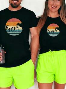 Vintage Retro Of Rock Climbing Climber-Shirt  Graphic Tees Men Crop Tops Couple Tee Outfits Men-Shirt - 黑色 1pcs WOMEN - 查看 1