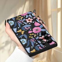 Funda de lujo negra a prueba de golpes con impresión floral de graffiti creativo y protección de lente de perspectiva omnidireccional avanzada, adecuada para Samsung Galaxy S20, S21, S23, A52, A53, A54, A14, A25, A34, A32, A05S, A15 Ultra Plus FE 5G y 4G, serie de fundas simples y duraderas. - Colores mixtos - Ver 5