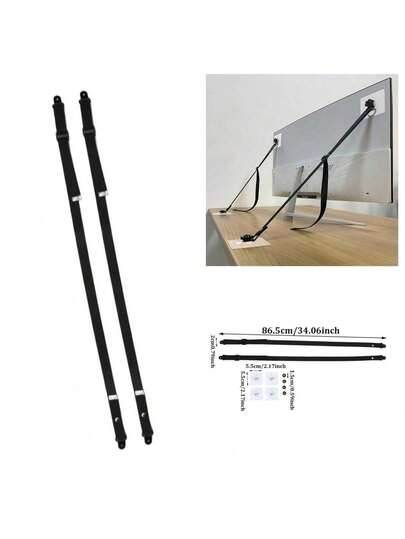 2 paquetes de correas de ajustables para TV, anclajes antivuelco adhesivos sin taladro para protección de bebés, fijación de pantallas planas a la pared