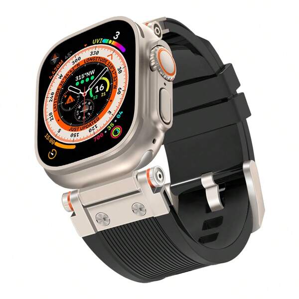 Silikonowy pasek sportowy do zegarka Watch Ultra 2/Ultra, pasuje do zegarków z serii 49 mm, 45 mm, 44 mm i 42 mm dla mężczyzn, wytrzymały pasek wymienny kompatybilny z zegarkiem SE 9 8 7-1 (zegarek nie jest dołączony)