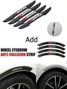 4入組汽車碳纖維車輪眉貼紙,汽車車身防碰撞條,加厚防刮擦保護條 - 黑色 - 查看 11