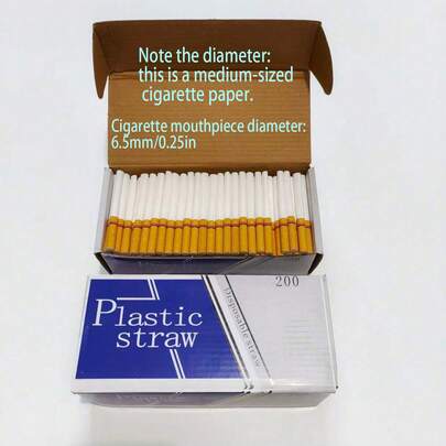 400支装（2盒）带过滤嘴的空烟管，直径6.5毫米，纸质材料，创意迷你烟管，DIY香烟配件，内含过滤嘴和空烟蒂。适用于香烟（包装于厚实的3层抗压纸盒中）。