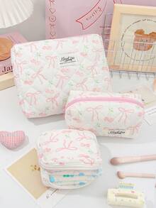 Bộ 1 túi đựng đồ trang điểm và mỹ phẩm hình trái tim và nơ màu hồng, Túi đựng đồ đa năng dung tích lớn dễ thương cho bé gái, Túi đựng đồ trang điểm, Túi đựng bút chì có khóa kéo để đựng mỹ phẩm, dầu dưỡng môi, kem chống nắng, kem dưỡng da tay, tai nghe, tiền xu, văn phòng phẩm, khăn vệ sinh, băng vệ sinh, vật dụng nhỏ, đồ dùng cần thiết khi đi du lịch, quà tặng cho mẹ, quà tặng cho giáo viên, quà tặng cho bạn thân - Hồng - Xem 6