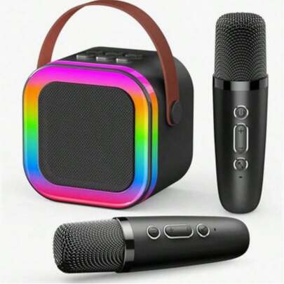 Mini Karaoke Machine, Portable Wireless Karaoke Speaker With 2 Wireless Microphones, Karaoke Microphone Machine Toy, Suitable For Parties/Meetings/Adults, Best Choice For Gifts And Gatherings.