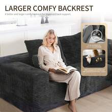 NIZULA FOAM 164"Oversized L Shape Sofa, (Gray)Modern Modular Couch For Living Room Bedroom,No Assembly Required, Ready To Use, Comfy Plush Corduroy Fabric ,Sofa De Sala,Couch,Sofa Cama,Muebles Para Sala,Couch For Living Room, Living Room Furniture, Muebles, Bedroom Furniture Set, Recliner Chair For Adult, Living Room Set Furniture, (The Single Chair Is Available Separately Or To Pair With The Sofa) - Ghế dài hình chữ L màu xám quay mặt phải - Xem 3