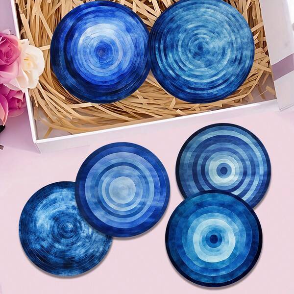 Conjunto de 4/6/300 unidades de porta-copos de lama diatomácea com estampa de vórtice azul. Ideais para decoração de casa, cafeterias, chá da tarde, restaurantes, festas temáticas, uso diário e também como presentes.