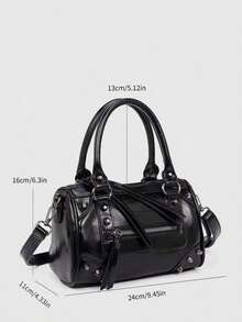 Dedoo Bolso de mujer de gran capacidad de estilo mecánico vintage punk de piel de PU, bolso de hombro/bolso de axila, nuevo bolso de mano para damas - Negro - Ver 7