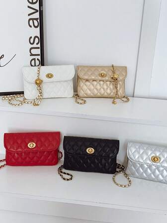 1pc Girls' PU Envelope Bag, Quilted Embroidery Crossbody Bag, Luxury Versatile Clutch Purse With Lock Closure, Suitable For Parties, Outings, Birthday Gifts