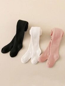 3pcs Girls' Solid Color Tights Suits For Daily Life