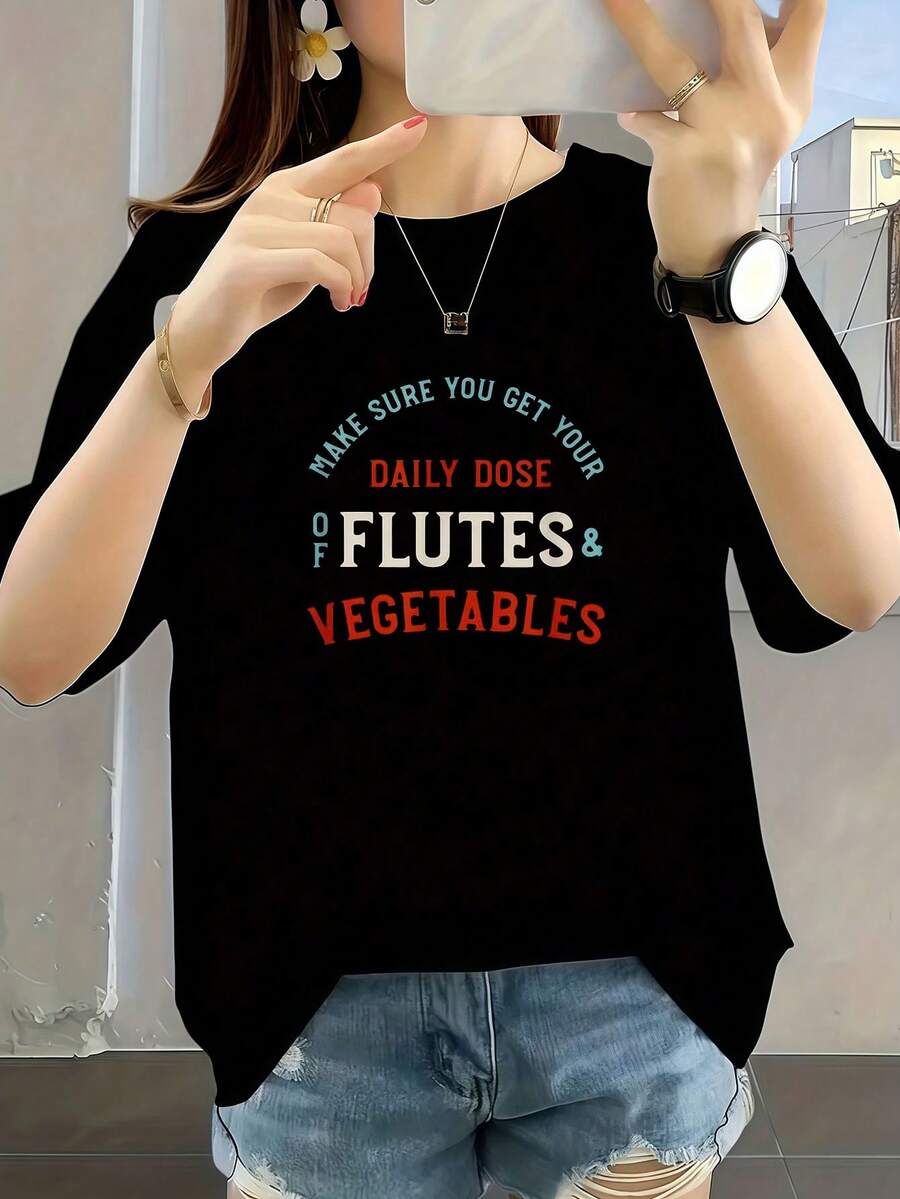 Camiseta de poliéster de calidad con humor sobre flautistas y flautistas. - Negro - Ver 1