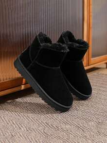 Men's Short Snow Boots, Warm Plush Lining, Thick Thermal Lined, High-Top Winter Shoes, New Winter Style - Black - View 16