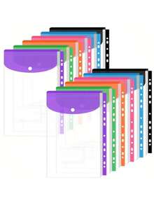 12pcs/Set A4 File Bag, Waterproof Multifunctional With Business Card Holder, Large Capacity Office Supplies And Data Bag, Suitable For Office Documents, Organizing Student Exam Paper Desktop Spa - Multicolor - View 5