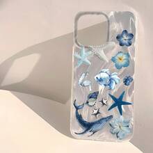 1 Pieza Funda de Teléfono Transparente con Patrón Combinado de Tiburón y Estrella Azul, Impermeable, Antihuellas, Antirrayas, Suave y Brillante para iPhone16/16Plus/16Pro/16ProMax/iPhone15/15Plus/15Pro/15ProMax/iPhone14/14Plus/14Pro/14ProMax/iPhone13/13Pro/13ProMax/iPhone12/12Pro/12ProMax/iPhone11/11ProMax/11Pro - Colores mixtos - Ver 5