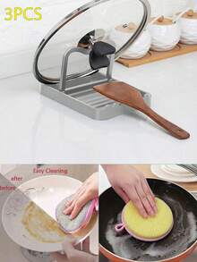 1 件盖架，适用于锅盖和厨房勺架，保持台面干燥并防止水滴