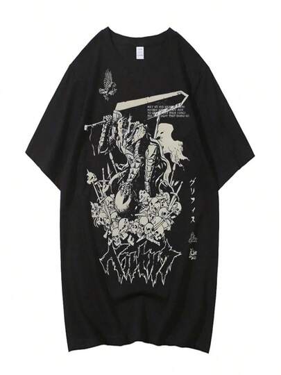 Bleach Zaraki Kenpachi Camiseta de algodón hombres Cómoda Psicodélica Digital Anime Camiseta Y2k Gráficos Universitarios Gothic Pop Culture
