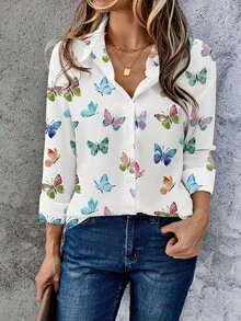 Women's Cotton Linen Blouse With Long Sleeves, Plus Size - Branco-w4 - View 7