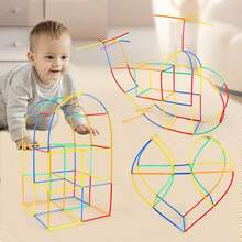 3-6 Years Old Kids Straw Building Blocks, Kindergarten Plug-In Educational Puzzle Toys, Intelligent Sticks For Boys And Girls To Build Houses - Multicolor - View 5