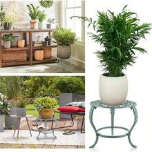 Heavy Duty Cast Iron Plant Stand Vintage Iron Flower Pot Holder Rustic Decorative Round Potted Plant Stand Rack Indoor Outdoor Metal Plant Holder For Home Garden - Green Cast Iron - View 7
