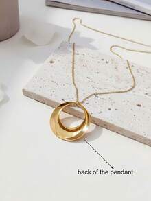 1 件简约圆形吊坠长项链，18K 镀金不锈钢材质，性感百搭，适合日常装饰、节日礼物