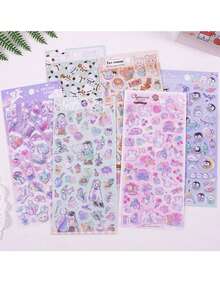 2/1 件可重复使用 3D 贴纸 - 可爱水果冰淇淋、实验室贴纸、动物和宠物（猫、狗）| 自粘分层贴纸，不对称形状，哑光表面，适用于剪贴簿、日记、计划本、DIY 手工艺品 | 柔和色彩和彩色卡通 3D 浮雕可爱趣味贴纸，水晶钻石浮雕贴纸，定制创意计划本贴纸（随机款式） - 淡紫色 - 查看 5