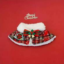 猫咪圣诞斗篷，狗狗新年披肩，宠物围巾，英伦风秋冬保暖泰迪熊短款项圈 - 彩色 - 查看 12