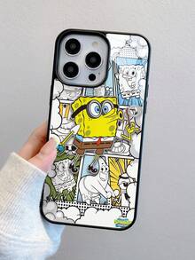 SpongeBob SquarePants 1pc Acrylic Cartoon Cloud SpongeBob Patchwork Pattern Full Coverage Shockproof Phone Case Compatible With IPhone 17/16/15/14/13/12/11 Pro Max And Other Models - Multicolor - View 4