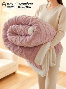 1pc Taffeta Trim Solid Color Plush Blanket, Super Soft Lightweight Comfortable Warm, Easy Care, Home Essential, Home Textile, Multiple Colors Or Sizes Available, Sofa Decoration, Room Decor, Back To School Multi-Purpose Blanket - Multicolor - View 17