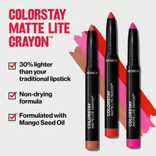 REVLON ColorStay Matte Lite Crayon Lipstick With Built-In Sharpener, Smudge-Proof, Water-Resistant Non-Drying Lipcolor, 003 Soufflé All Day, 0.049 Oz - 彩色 - 查看 2