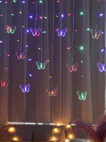 أضواء عيد الميلاد بتشغيل بطارية LED، أضواء جو ملونة بأنماط متنوعة كالثلج والفراشة والقطرات والنجوم، بريموت تحكم ذكي، مناسبة للاستخدام الداخلي والخارجي والحديقة والمنزل والنوافذ والفعاليات والحفلات والديكور