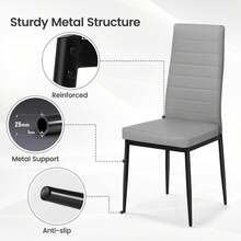 Dining Table And Chairs Set Of 2/4, Folding Round Dining Table With 2 PU Leather Chairs For Dining Room,Kitchen,Living Room - 白方桌+6灰色橫線椅 - 查看 2
