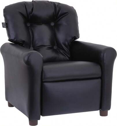 Traditional Little Ones Recliner, Pu Faux Leather, Black