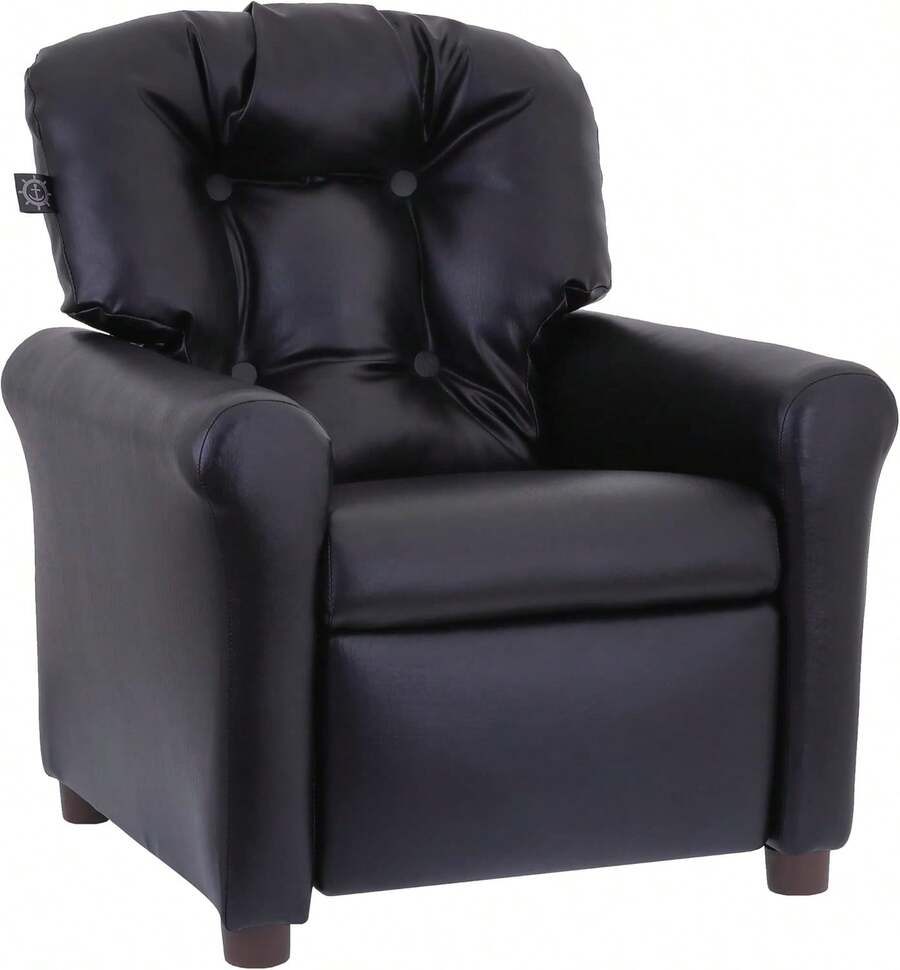 Traditional Little Ones Recliner, Pu Faux Leather, Black