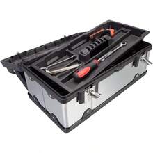 Tool Organizer/TrayRoad Dawg ROAD DAWG A5519BD Torin - Caja de herramientas portátil de acero inoxidable de 18 pulgadas organizador con cerradura de metal compartimentos de tapa transparente y bandeja extraíble aceroTool Organizer/Tray - AceroinoxidableNegro - Ver 3