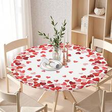 Water-Resistant Round Tablecloth With Elastic Edge For 40-44" Tables - Love-heart Small - View 11