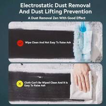 5片装+1个替换手柄静电除尘布 - 360°多表面覆盖一次性PP静电清洁布，适用于家居、汽车、电子产品、键盘和家具 - 兼容大多数静电除尘器 - 彩色 - 查看 8