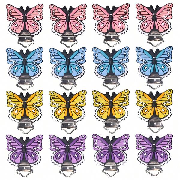 8/3 szt. silikonowych klipsów i zatyczek do sznurka w kształcie motyli, naturalne akcesoria do łańcuszków z koralików do samodzielnego tworzenia biżuterii, losowe kolorowe zapięcia stałe, prezent dla miłośników rękodzieła